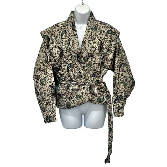 MariaCher Beige Brown Green Paisley Quilted Miranda Jacket Alicante size S NEW - Picture 15 of 15